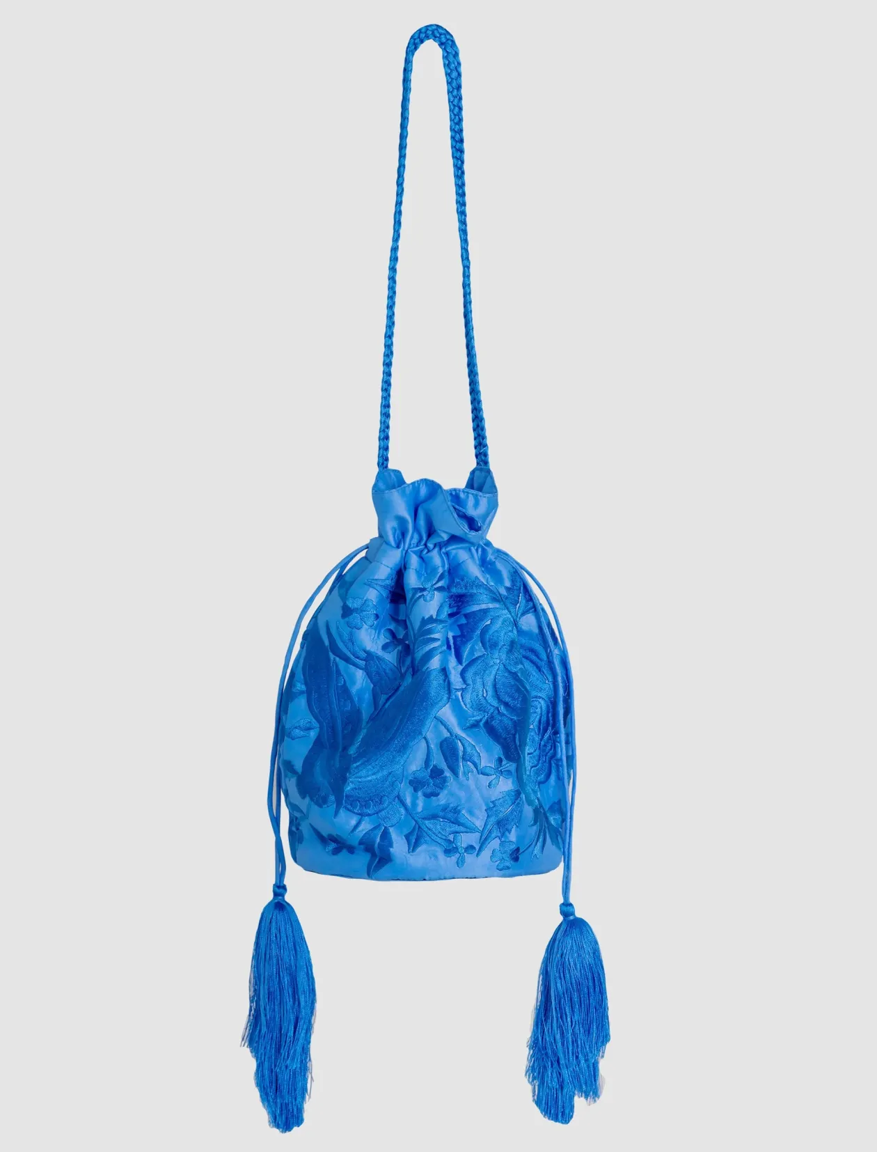 Bolso pochette seda bordada azul