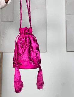 Bolso pochette seda bordada buganvilla