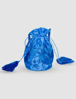 Bolso pochette seda bordada azul