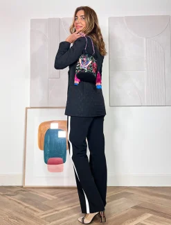 Bolso pochette seda bordada negro