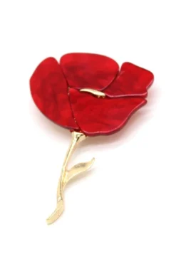 Broche flor nacar rojo