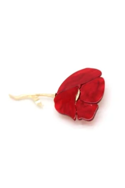 Broche flor nacar rojo