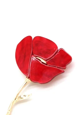 Broche flor nacar rojo