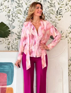 Camisa de viscosa Alejandra rosa