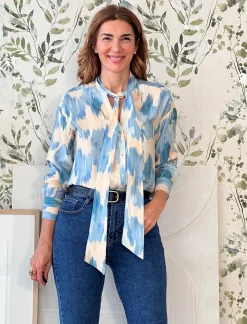 Camisa de viscosa Alejandra celeste