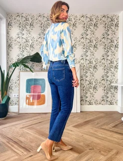 Camisa de viscosa Alejandra celeste