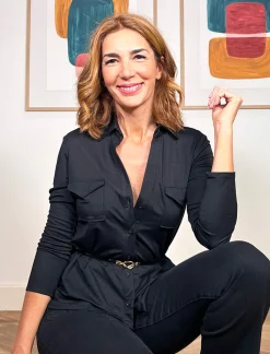 Camisa de viscosa para todo negro