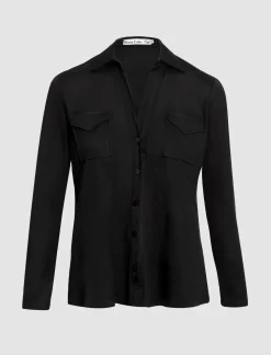 Camisa de viscosa para todo negro