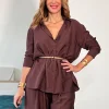 Camisa de viscosa Siloly chocolate