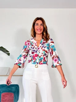 Camisa elástica floreal preciosa