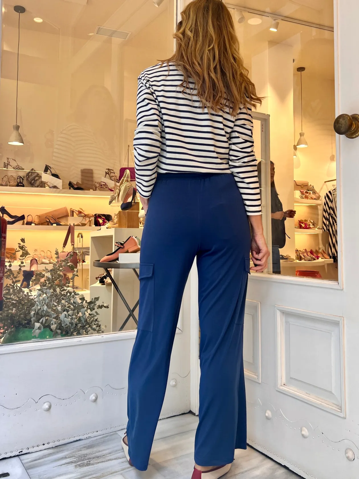 Camiseta marinera muy chic beige marino