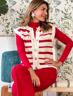 Chaleco Coco rayas rojo