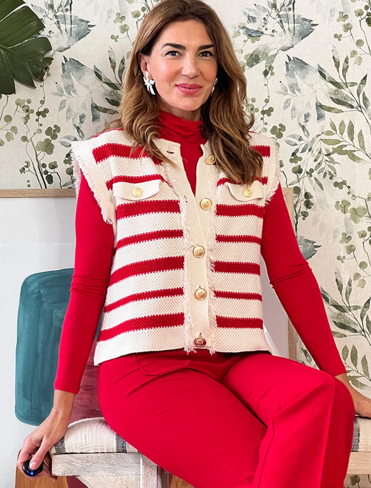 Chaleco Coco rayas rojo