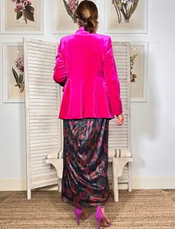 Chaqueta ideal de terciopelo fucsia