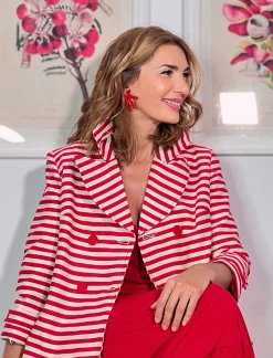 Chaqueta superbonita rayas rojas