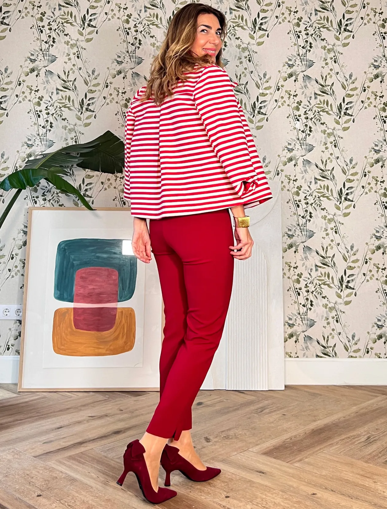Chaqueta superbonita rayas rojas