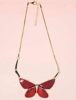 Collar Mariposa chic rojo