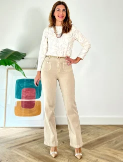 Jeans botones chic arena
