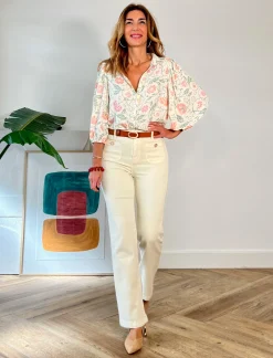 Jeans botones chic beige
