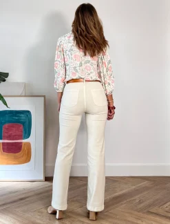 Jeans botones chic beige