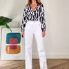 Jeans botones chic blanco