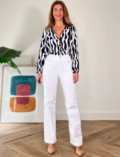 Jeans botones chic blanco