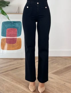Jeans botones chic negro