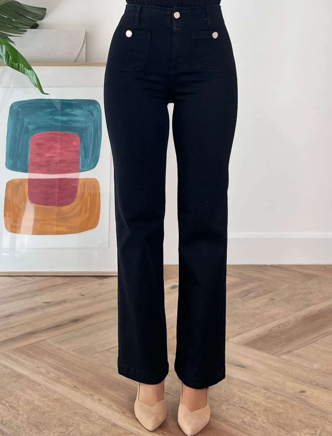 Jeans botones chic negro