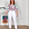 Jeans flare bolsillos trenzado blanco