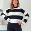 Jersey de rayas blancas y negras de punto de verano