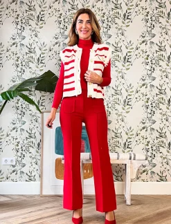 Pantalón ideal de bolsillos rojo
