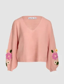 Pull bordado spring chic rosa
