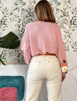 Pull bordado spring chic rosa