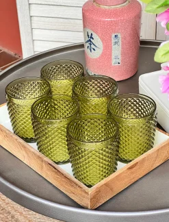 VASOS CRISTAL VERDE (Set de 6)