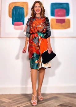 VESTIDO DE SEDA PAISAJE MARINO