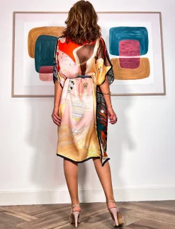 VESTIDO DE SEDA PAISAJE MARINO