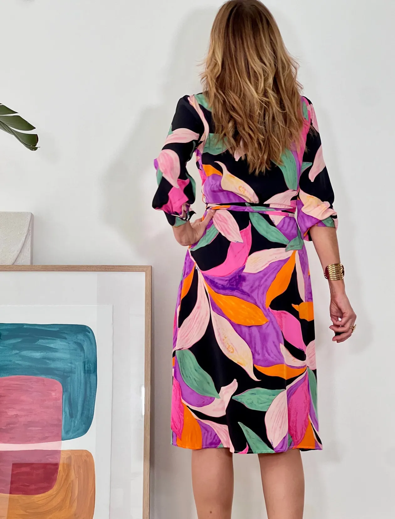 Vestido fluido floral negro