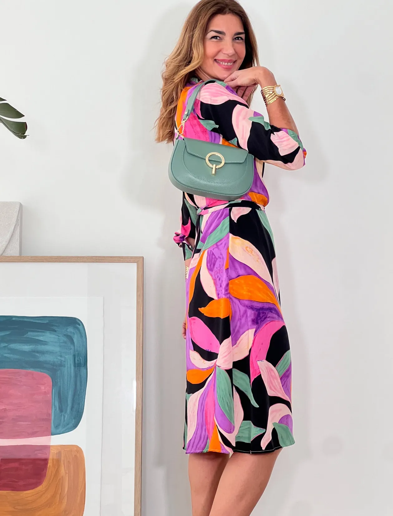 Vestido fluido floral negro